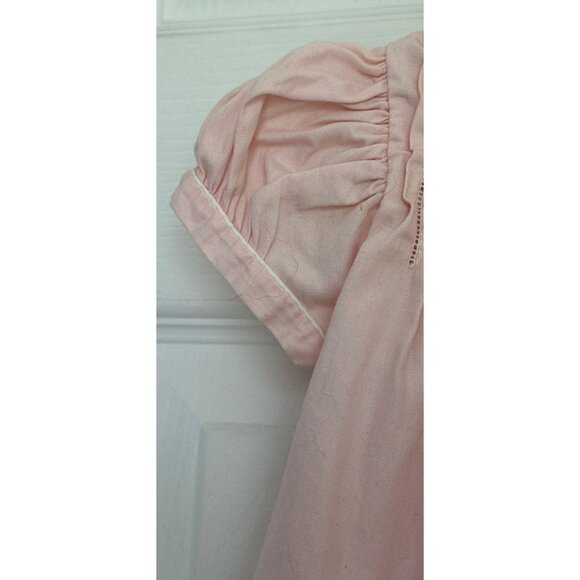Vtg Pink Baby Dress 1950s Hand Made Philippines Size 18 Months Emboidered Flower - Picture 8 of 10